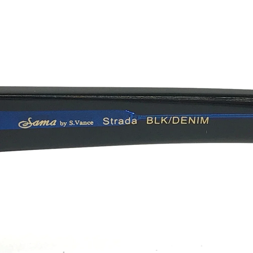 Sama Eyeglasses Frames Strada BLK/DENIM Black Clear Blue Full Rim 57-17-135